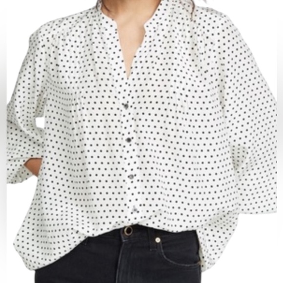 AYR Tops - AYR Bonita Dot Por Favor 100% silk button down long sleeve blouse oversized S
